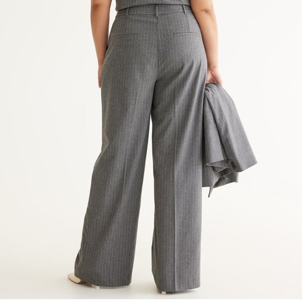 Charcoal Pinstripe Winter Trousers - Picture 2 of 8